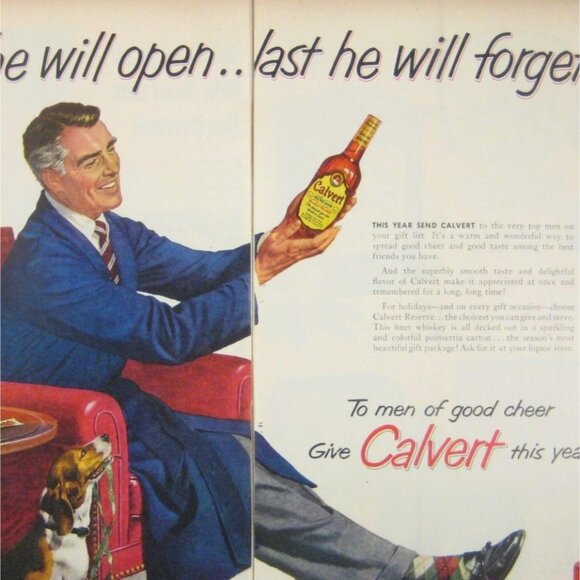 Vintage 1953 Calvert Whiskey Advertisement Print Ad Man Christmas Scene MOD READ - Picture 2 of 2